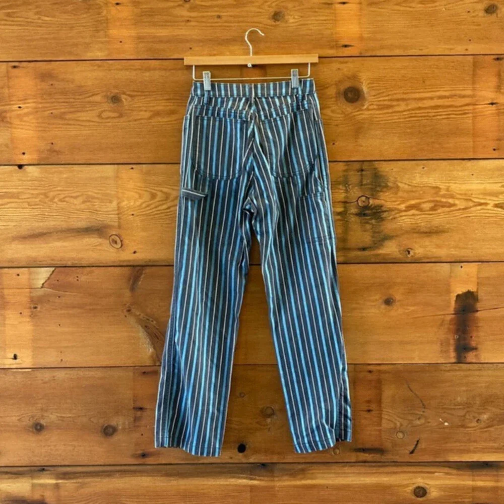Jem! Los Angeles Black Blue Stripe Denim Utility Pants Jeans - Size 2 - 0312IG - Picture 2 of 3